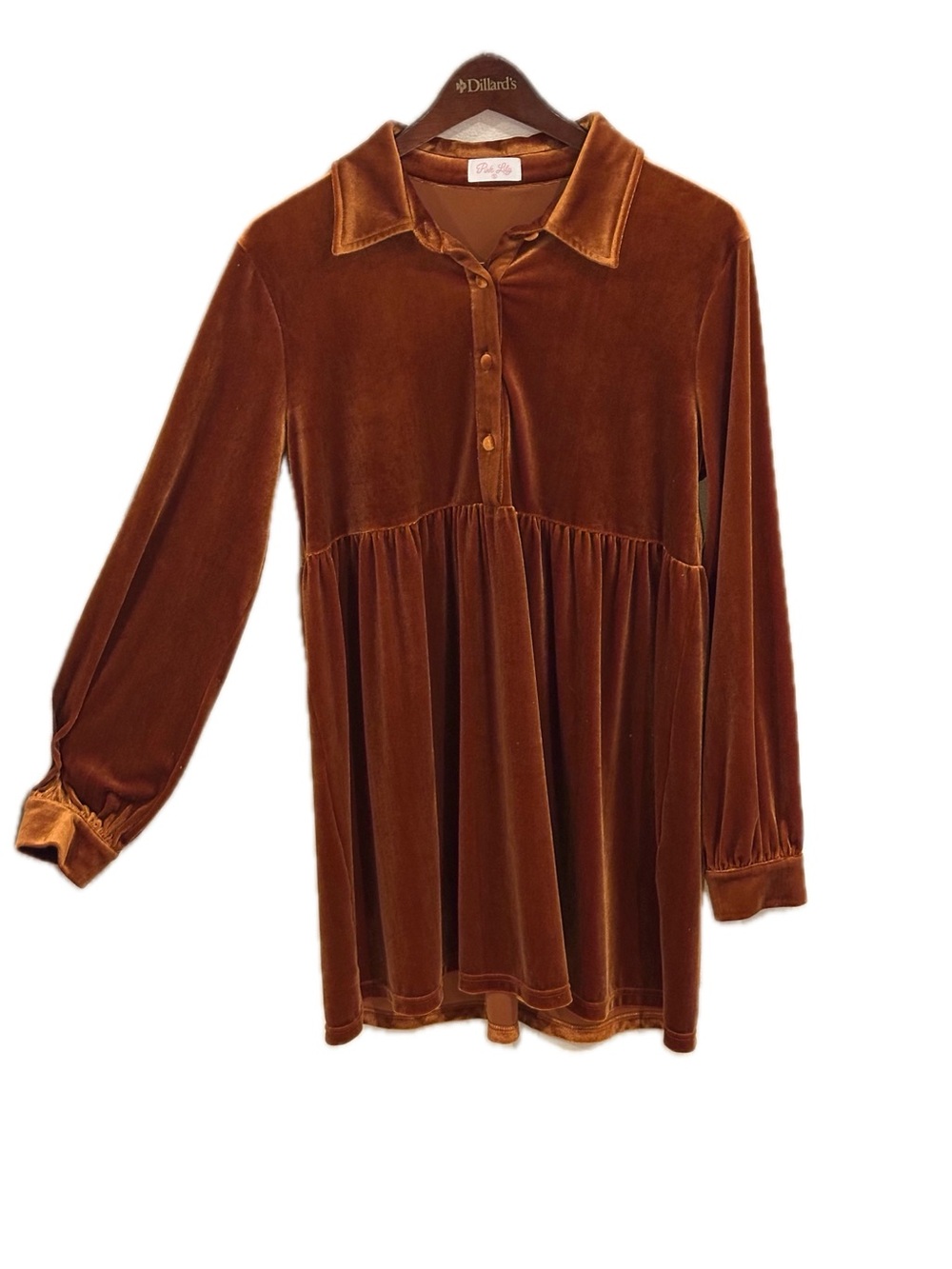 Pink Lily Metallic Copper Velvet Top